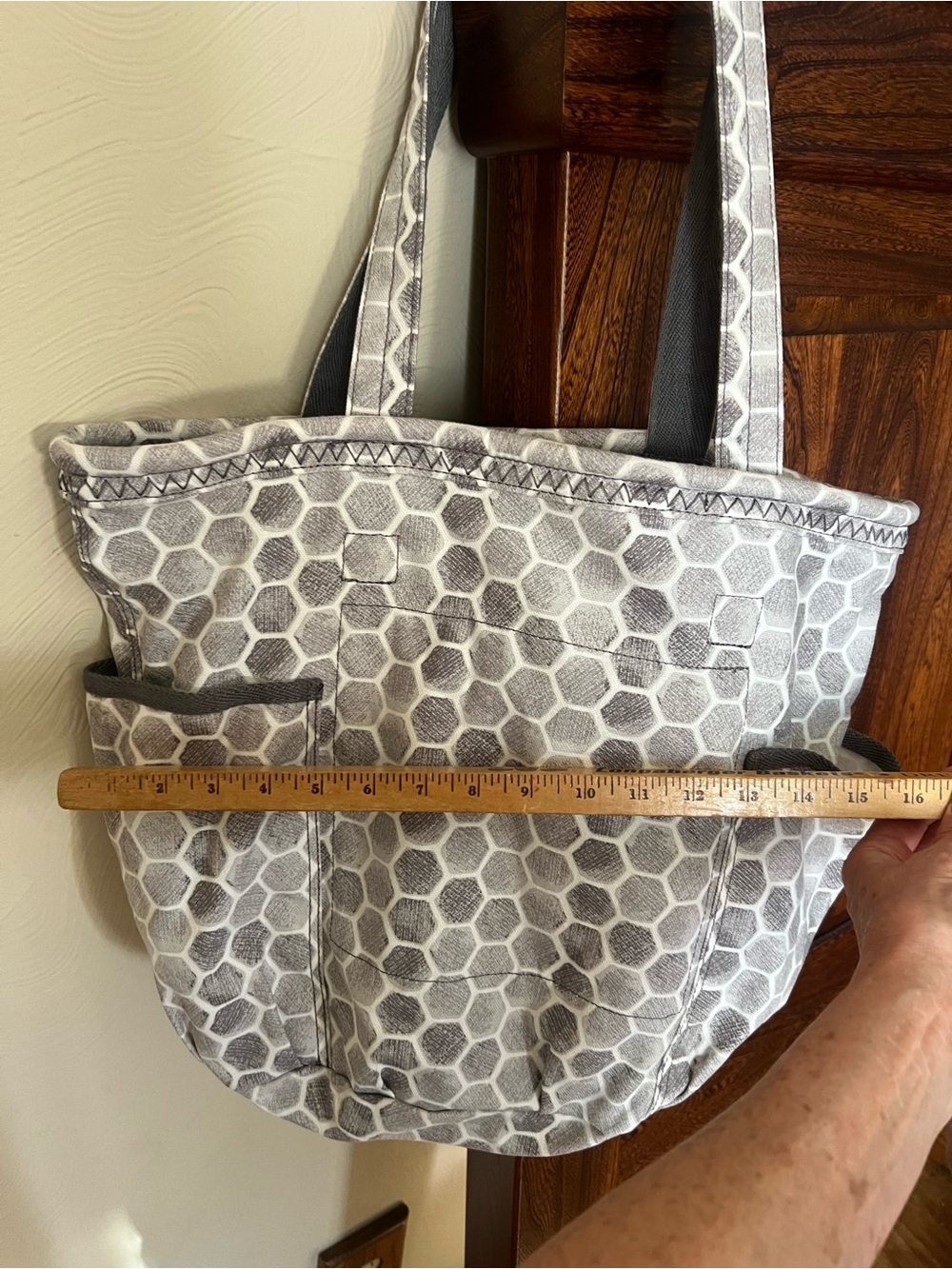 Thirty One Retro Metro 100% Cotton, Washable Gray/White Tote Bag, excellent cond - Picture 11 of 11